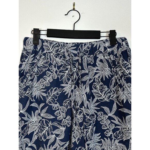 Briggs Linen Blend‎ Pull-On Shorts Small Tropical Print Blue White S Women’s - Picture 3 of 9